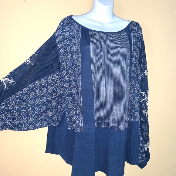 NWT free people embroidered boho scoopneck top - Picture 4 of 10